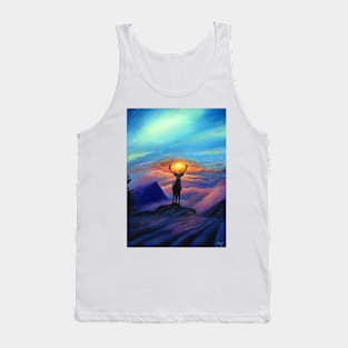 Deer at Dawn - Acrylic Painting of a Magical Sunrise Tank Top